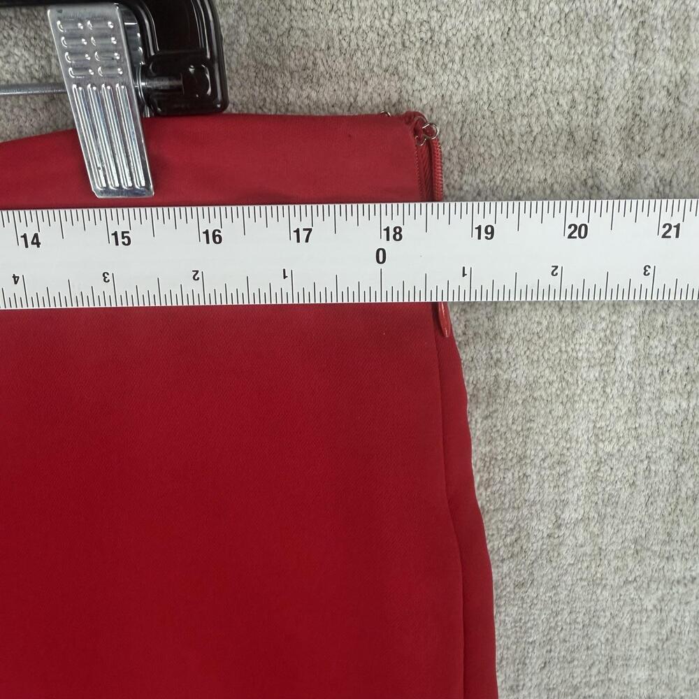 Liz Claiborne Skirt Womens 14 Red Trumpet Knee Length Ruffle Zip Microfiber - Picture 5 of 8